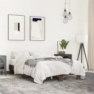 Barna tölgyszínű szerelt fa és fém ágykeret 140x190 cm