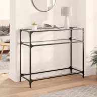 Acél tálalóasztal átlátszó üveglappal 98 x 35 x 81 cm