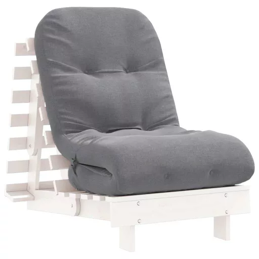 Fehér tömör fenyőfa futon kanapéágy matraccal 60 x 206 x 11 cm