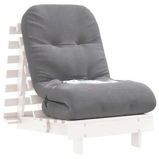 Fehér tömör fenyőfa futon kanapéágy matraccal 60 x 206 x 11 cm