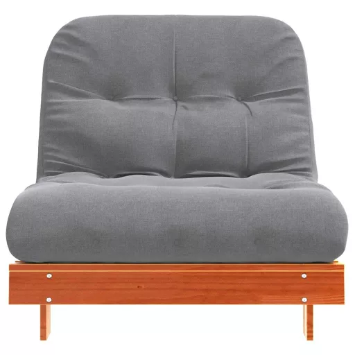 Viaszbarna tömör fenyőfa futon kanapéágy matraccal 80x206x11 cm