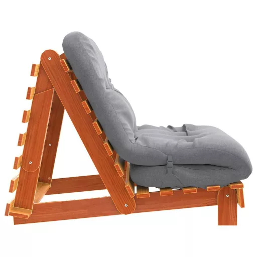 Viaszbarna tömör fenyőfa futon kanapéágy matraccal 80x206x11 cm
