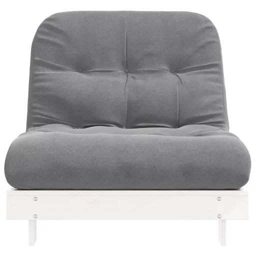Fehér tömör fenyőfa futon kanapéágy matraccal 90 x 206 x 11 cm
