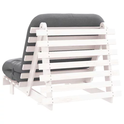 Fehér tömör fenyőfa futon kanapéágy matraccal 90 x 206 x 11 cm