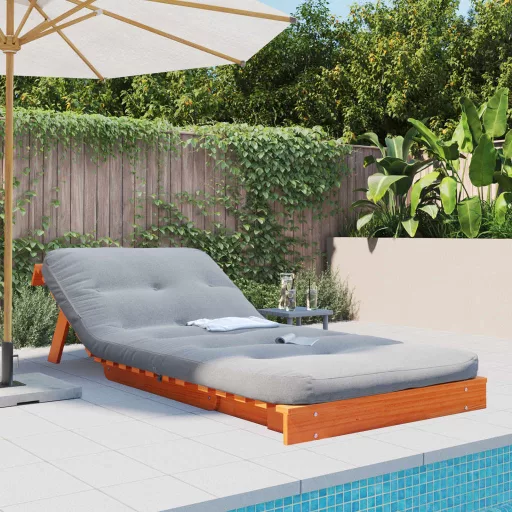 Viaszbarna tömör fenyőfa futon kanapéágy matraccal 90x206x11 cm