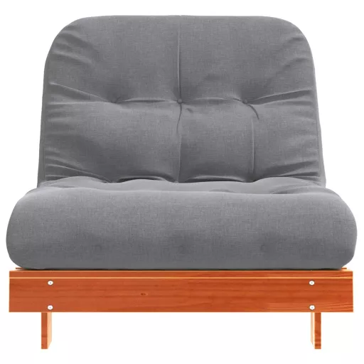 Viaszbarna tömör fenyőfa futon kanapéágy matraccal 90x206x11 cm