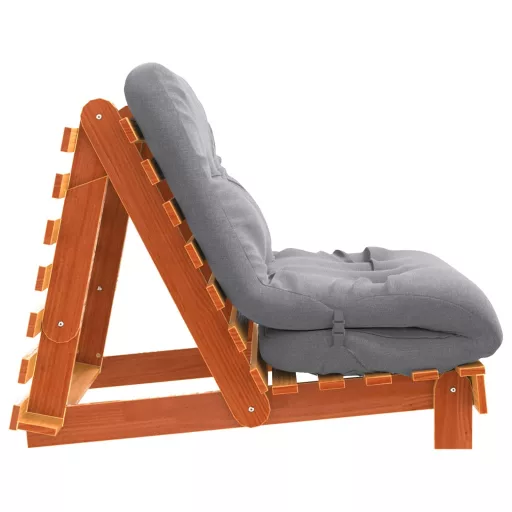 Viaszbarna tömör fenyőfa futon kanapéágy matraccal 90x206x11 cm