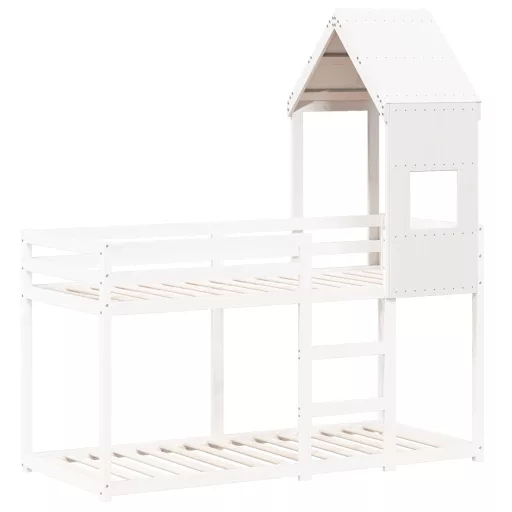 Fehér tömör fenyőfa gyerekágytető 55 x 99 x 139,5 cm