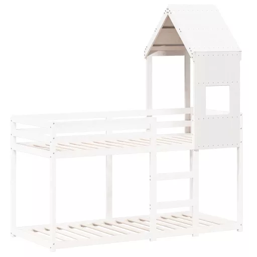 Fehér tömör fenyőfa gyerekágytető 55 x 84 x 132 cm