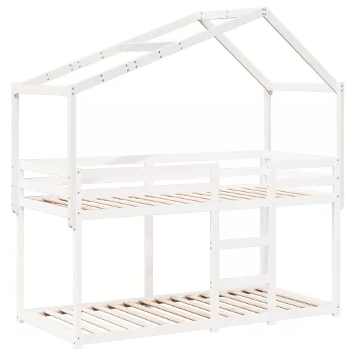 Fehér tömör fenyőfa gyerekágytető 213 x 95,5 x 144,5 cm