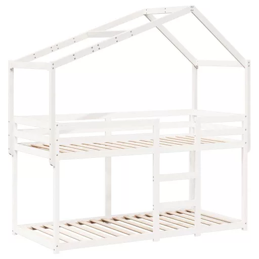 Fehér tömör fenyőfa gyerekágytető 203 x 95,5 x 142 cm