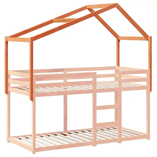 Viaszbarna tömör fenyőfa gyerekágytető 203 x 95,5 x 142 cm