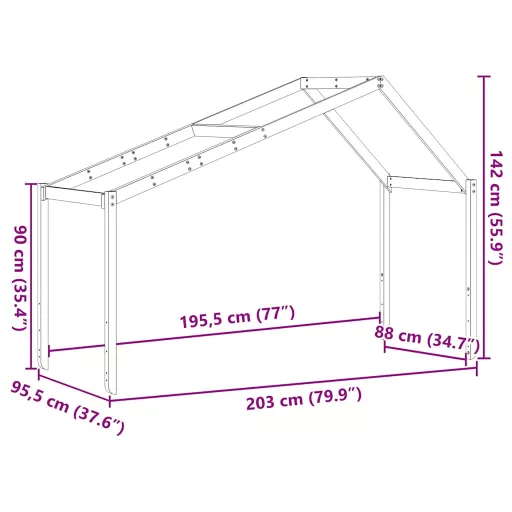 Viaszbarna tömör fenyőfa gyerekágytető 203 x 95,5 x 142 cm