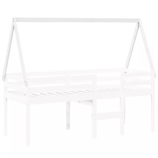 Fehér tömör fenyőfa gyerekágytető 209 x 95,5 x 88 cm