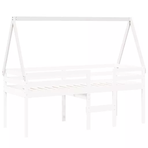Fehér tömör fenyőfa gyerekágytető 199 x 95,5 x 88 cm