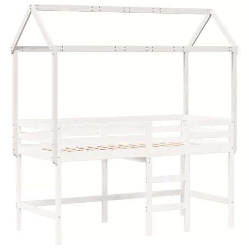 Fehér tömör fenyőfa gyerekágytető 217 x 95,5 x 159 cm