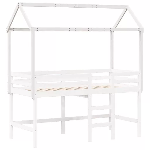 Fehér tömör fenyőfa gyerekágytető 207 x 95,5 x 159 cm