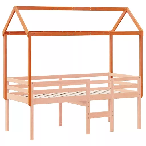 Viaszbarna tömör fenyőfa gyerekágytető 207 x 95,5 x 159 cm