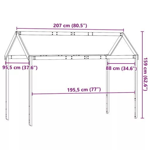 Viaszbarna tömör fenyőfa gyerekágytető 207 x 95,5 x 159 cm