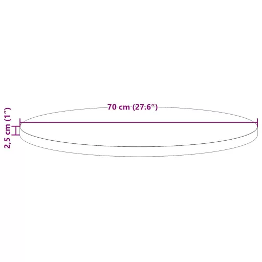 Viaszbarna tömör fenyőfa kerek asztallap Ø70 x 2,5 cm