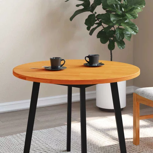 Viaszbarna tömör fenyőfa kerek asztallap Ø80 x 2,5 cm