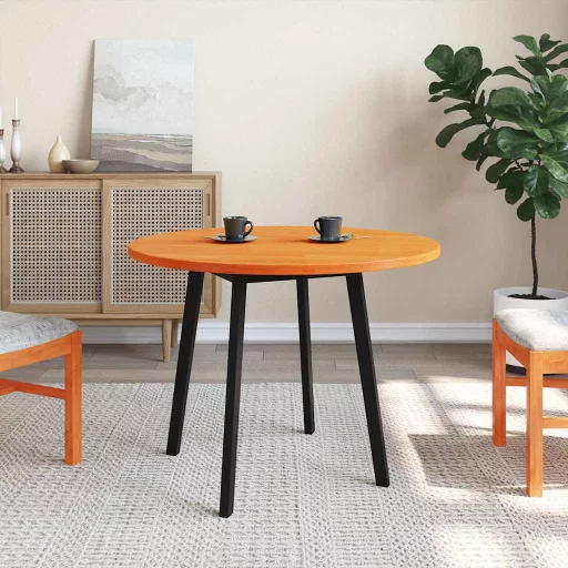 Viaszbarna tömör fenyőfa kerek asztallap 90 x 2,5 cm