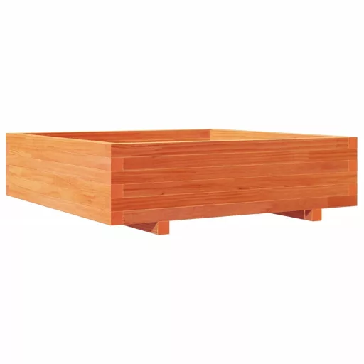 Viaszbarna tömör fenyőfa kerti virágláda 90 x 90 x 26,5 cm
