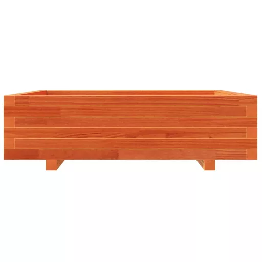 Viaszbarna tömör fenyőfa kerti virágláda 90 x 90 x 26,5 cm