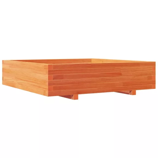 Viaszbarna tömör fenyőfa kerti virágláda 100 x 100 x 26,5 cm