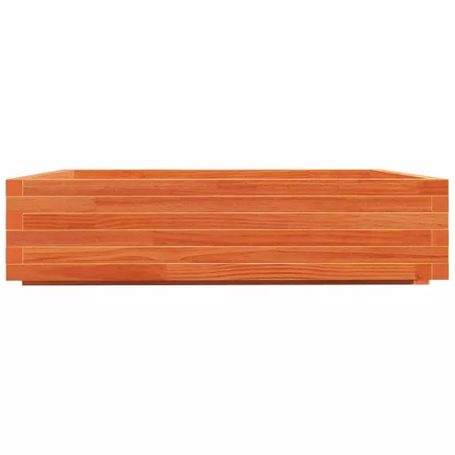 Viaszbarna tömör fenyőfa kerti virágláda 100 x 100 x 26,5 cm