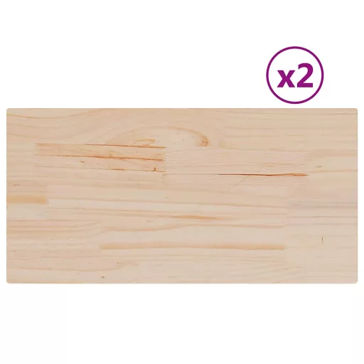 2 db tömör fenyőfa téglalap alakú asztallap 60 x 30 x 1,7 cm
