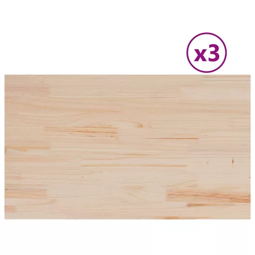3 db tömör fenyőfa téglalap alakú asztallap 80 x 47 x 1,7 cm