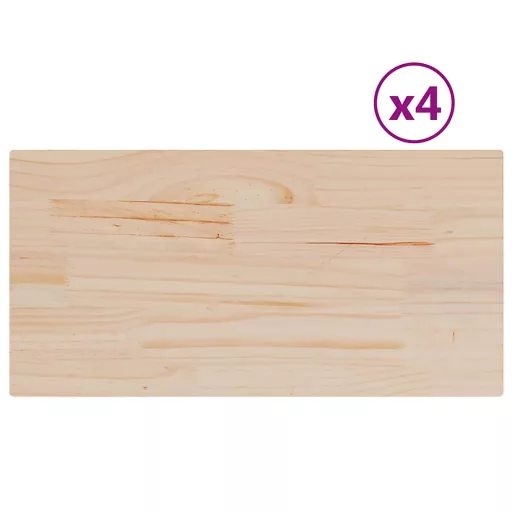 4 db tömör fenyőfa téglalap alakú asztallap 90 x 45 x 1,7 cm