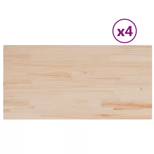4 db tömör fenyőfa téglalap alakú asztallap 100 x 50 x 1,7 cm