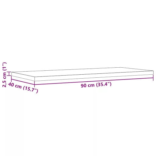 Tömör fenyőfa téglalap alakú asztallap 90 x 40 x 2,5 cm