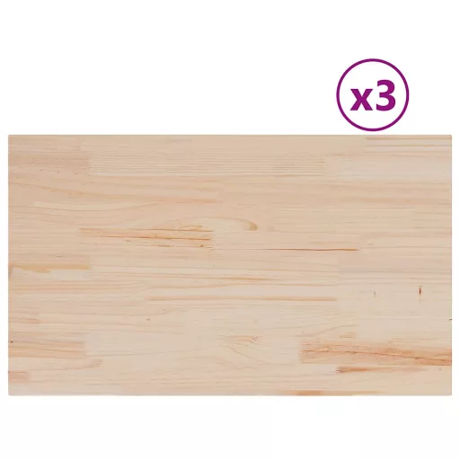 3 db tömör fenyőfa téglalap alakú asztallap 80 x 47 x 2,5 cm