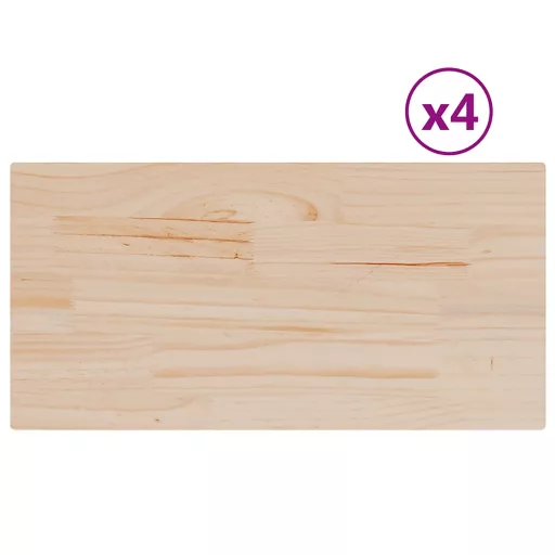 4 db tömör fenyőfa téglalap alakú asztallap 90 x 45 x 2,5 cm
