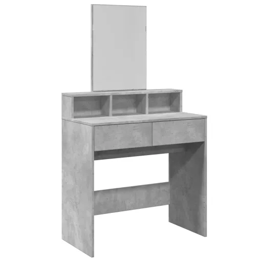 Betonszürke fésülködőasztal tükörrel 80 x 41 x 144,5 cm