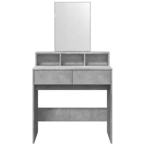 Betonszürke fésülködőasztal tükörrel 80 x 41 x 144,5 cm