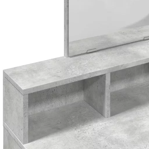 Betonszürke fésülködőasztal tükörrel 80 x 41 x 144,5 cm