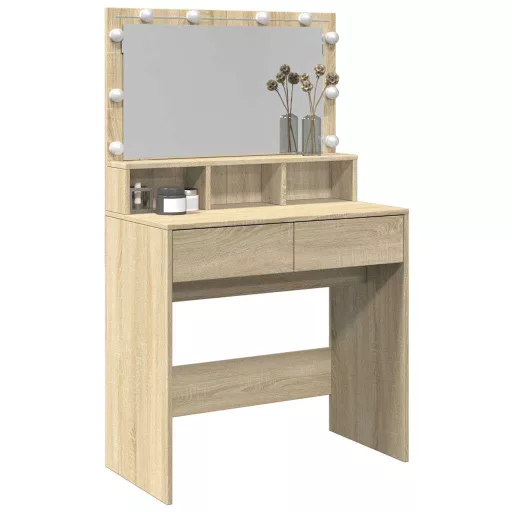 Sonoma tölgy színű fésülködőasztal LED-del 80 x 41 x 134,5 cm