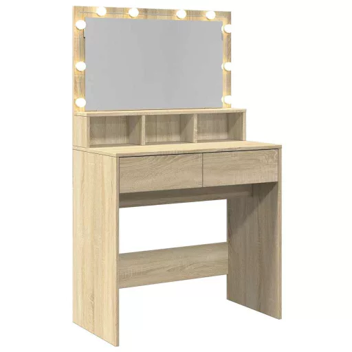 Sonoma tölgy színű fésülködőasztal LED-del 80 x 41 x 134,5 cm