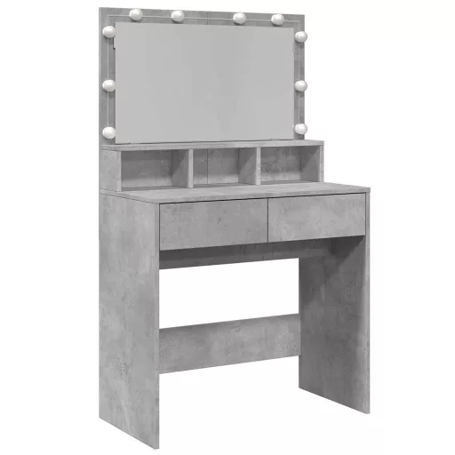 Betonszürke fésülködőasztal LED-del 80 x 41 x 134,5 cm