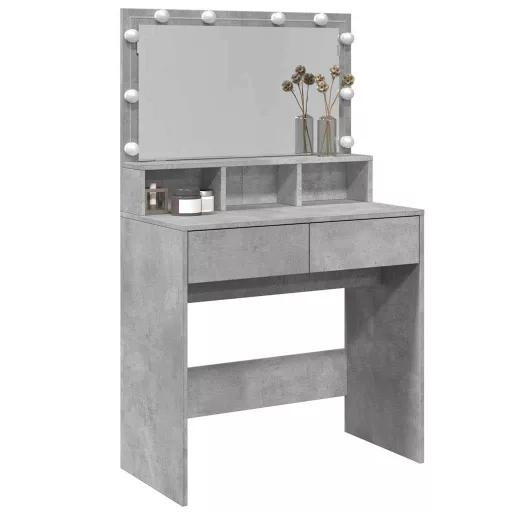 Betonszürke fésülködőasztal LED-del 80 x 41 x 134,5 cm