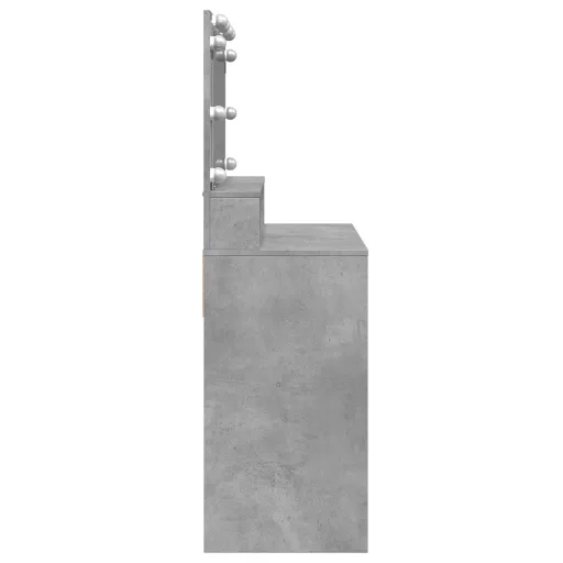 Betonszürke fésülködőasztal LED-del 80 x 41 x 134,5 cm