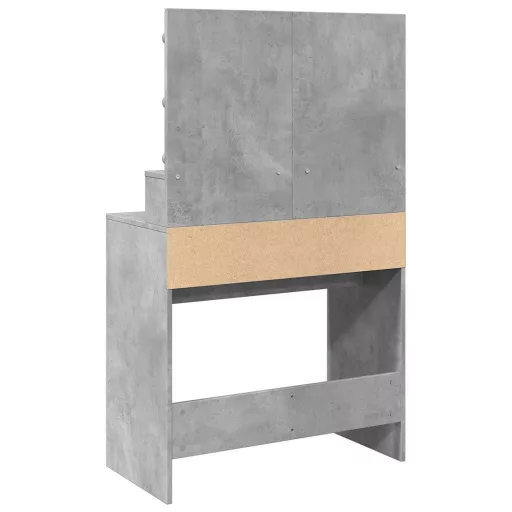 Betonszürke fésülködőasztal LED-del 80 x 41 x 134,5 cm