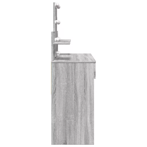 Szürke sonoma színű fésülködőasztal LED-del 100 x 40 x 130 cm