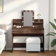   Barna tölgy színű fésülködőasztal LED-del 100 x 40 x 130 cm