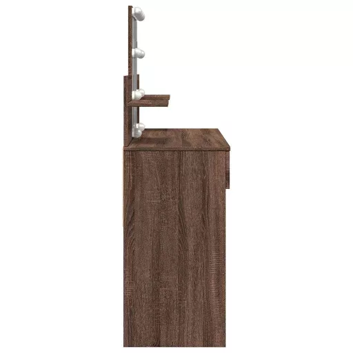 Barna tölgy színű fésülködőasztal LED-del 100 x 40 x 130 cm