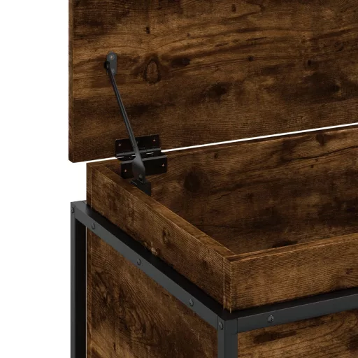 Füstös tölgy színű szerelt fa tárolóláda fedéllel 100x40x51,5cm